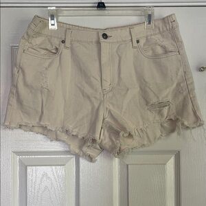 Aerie Cream Colored Distressed Shorts